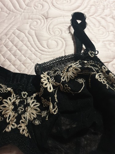 City Chic Size 16F Black Sheer Embroidered T Shirt Bra - Picture 5 of 11