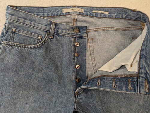 MNG MAN Mens Tessuto Italiano Button Fly Jeans 34x30 Blue Straight Italian Denim - Picture 7 of 18