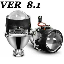 2.5" 8.1 Bi Xenon HID Projector Retrofit Headlight Lens Angel Eyes H1 H4 DIY Kit