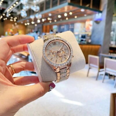 MICHAEL KORS 腕時計 ラインストーン ローズゴールド NWT MICHAEL KORS LAYTON ROSE GOLD CRYSTALS GLYTZ WOMEN'S MK7285