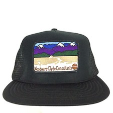 Vtg Woodward Clyde Mountains Patch Cap Logo Mesh Snap Back Trucker Baseball Hat