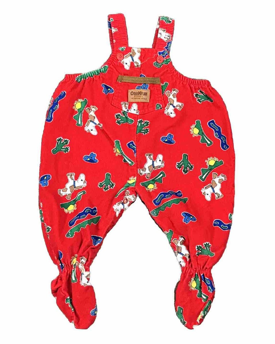 OshKosh B'Gosh Boys Vintage 90s Cowboy Corduroy Christmas Overalls