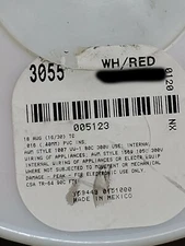 Alpha Wire 3055 #18awg Tinned Copper Hook Up 300V 105C WHITE/RED STRIPE /100ft