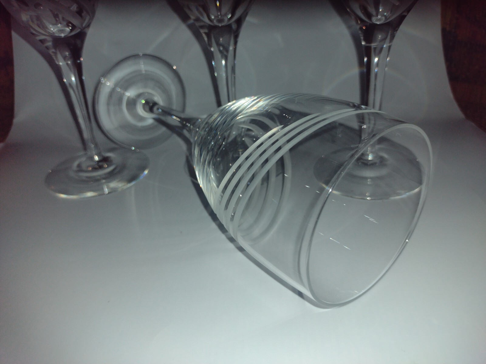 Lenox Windswept Lot of 4 Ice Tea Water Wine Clear Etch Glasses 8 1/4