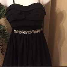CITY STUDIO Womens Black Spaghetti Strap Empire Waist Tulle lined Party DressSz3
