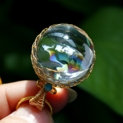Aurora Polaris Rainbow Clear Quartz Crystal Sphere Pendant Necklace - Healing Stone 4 thumbnail image