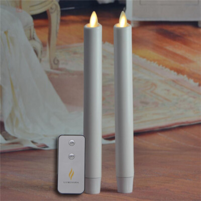 Luminara Flameless Flickering Led Taper Candles Wax White with Timer for Wedding