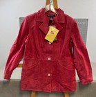 Dialogue Women's Suede Leather Blazer Jacket Red Sz Medium NOS W/Tags