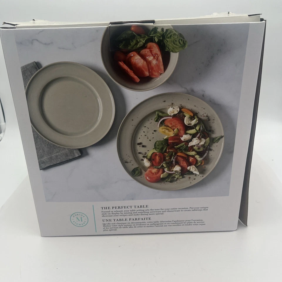 Martha Stewart Porcelain Reactive Glaze Stoneware 12 Pc Dinner Set Sharkey Gray - Image 3 of 4