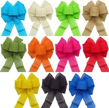 8" Wired Burlap Bows for Wreaths, Gifts, Crafts, Rustic Decoration - 11 Colors