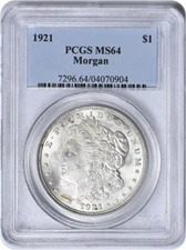 1921 VAM 3A2 Morgan Silver Dollar MS64 PCGS