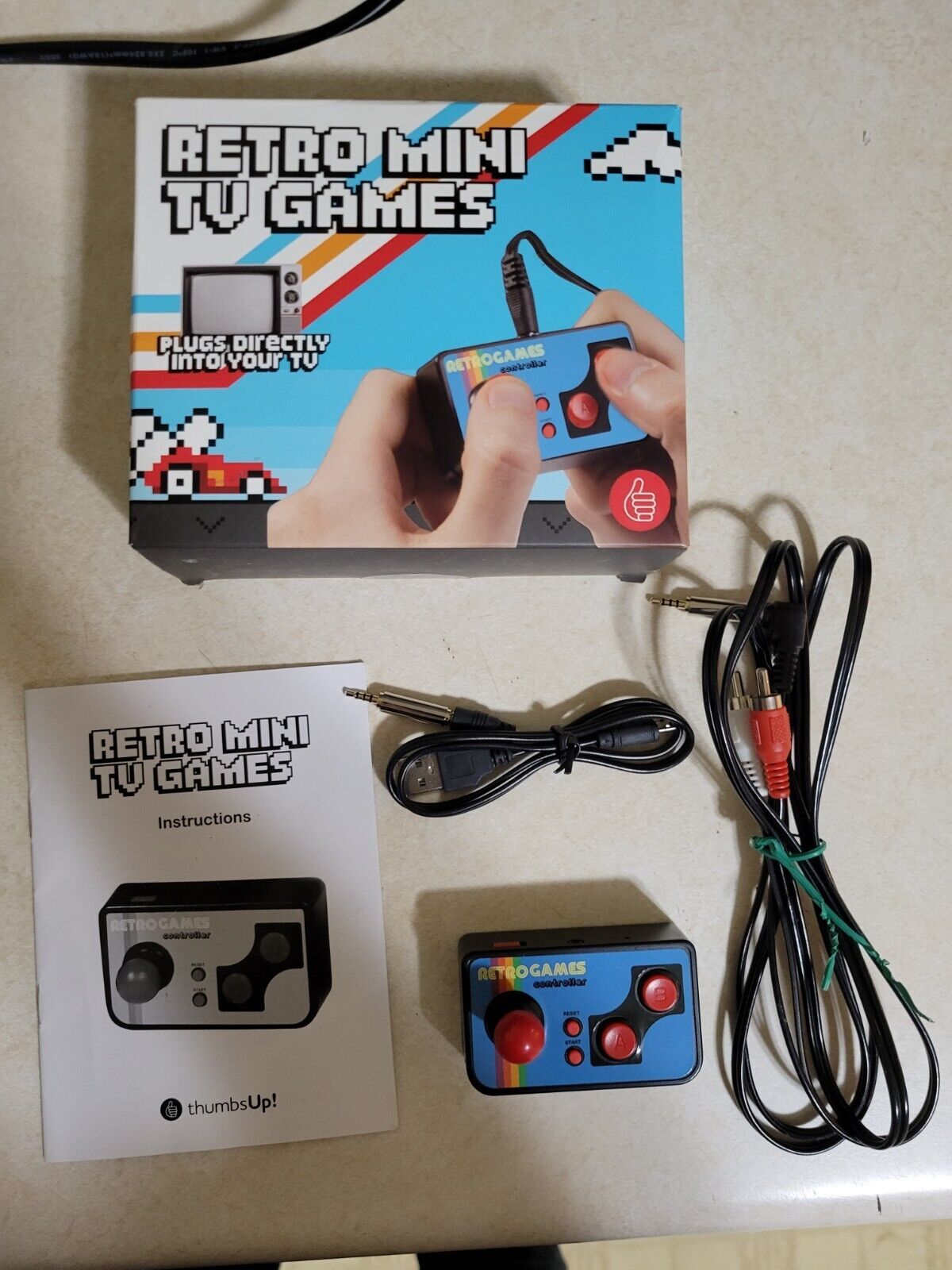 ThumbsUp Plug & Play Retro 200-in-1 Handheld TV Games Controller- Blue