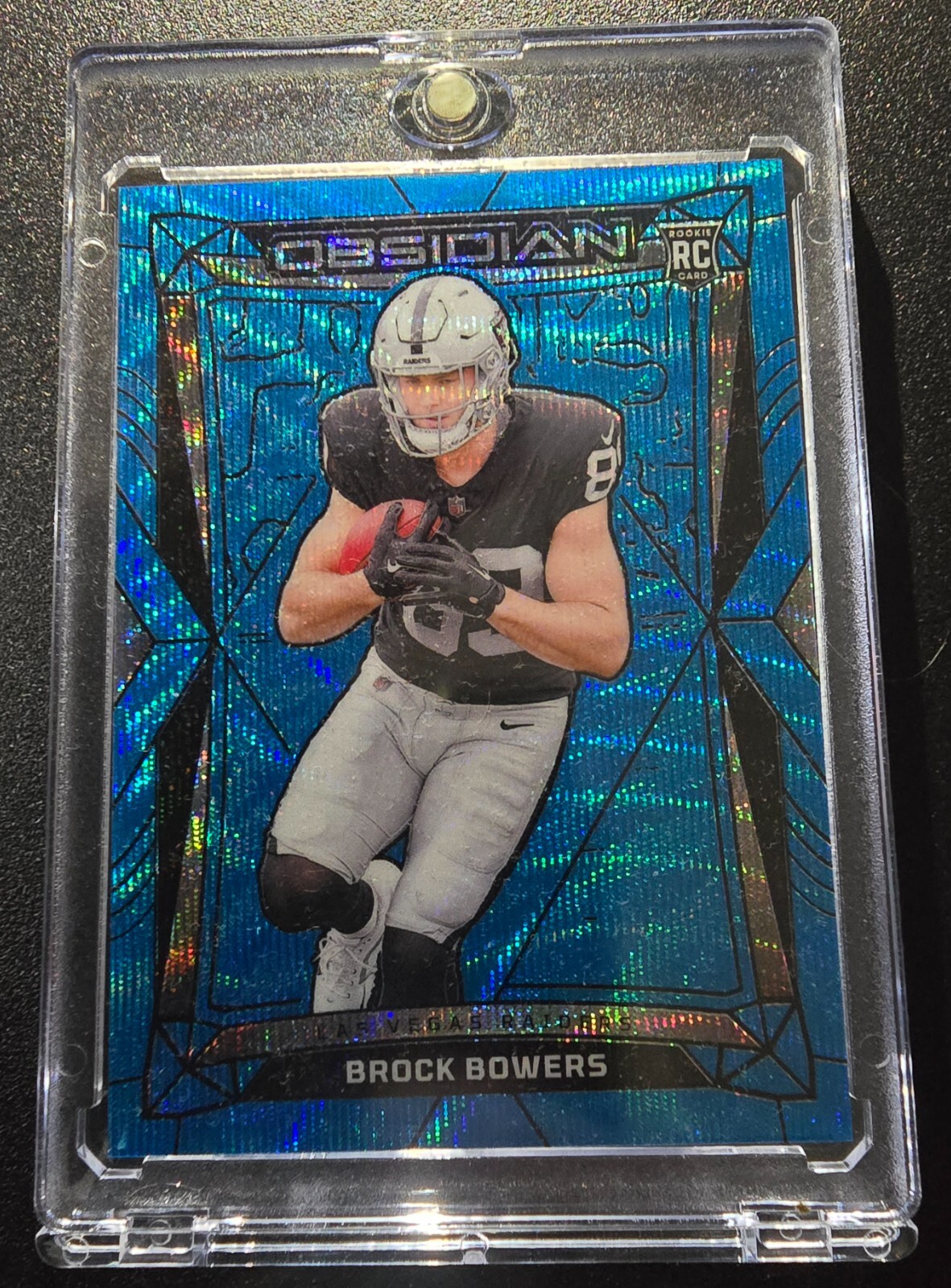 2024 Obsidian Football Brock Bowers Blue Wave International Rookie Card #101