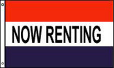 NOW RENTING 3X5 FLAG banner sign FL406 wall signs rent