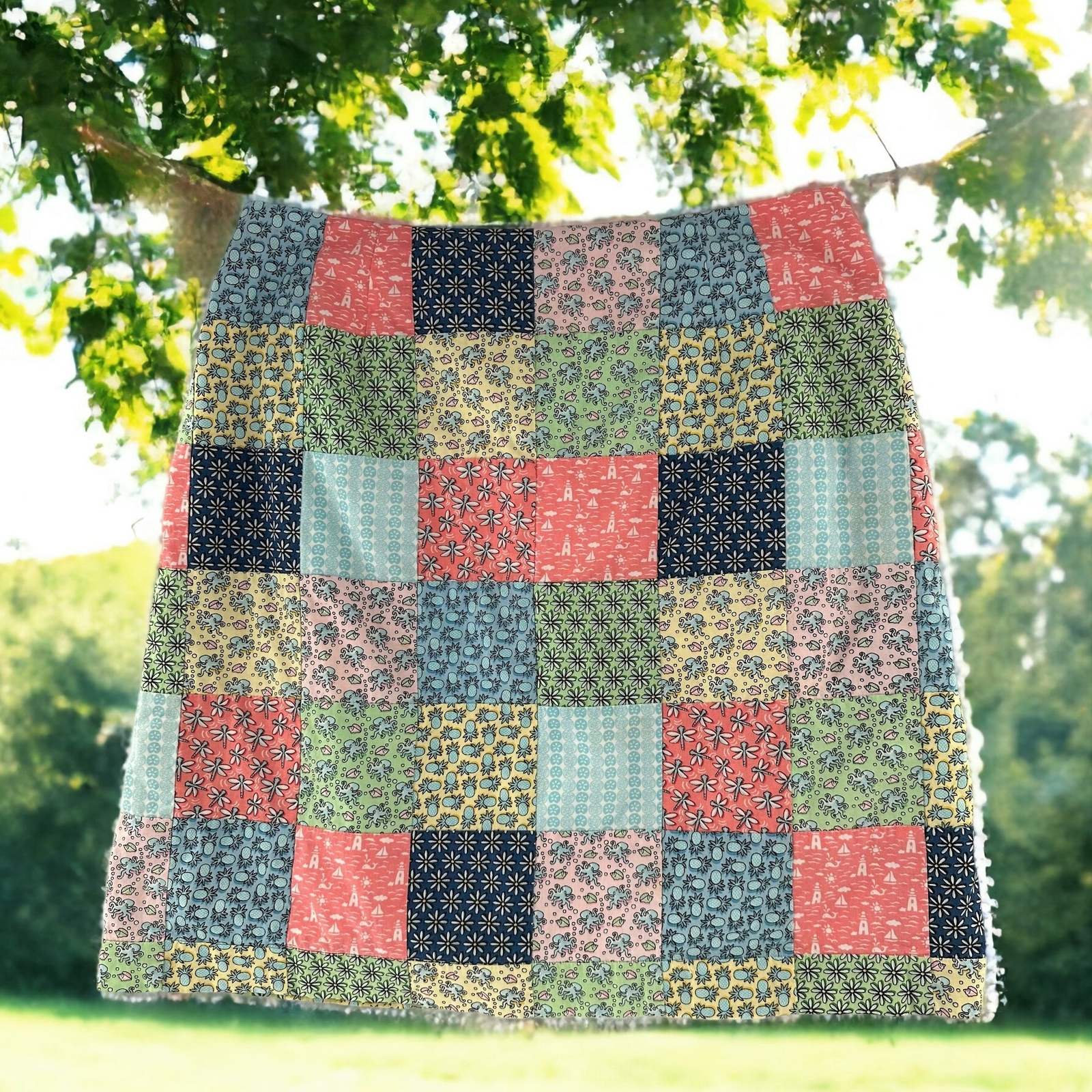 VINEYARD VINES Multi Print Patchwork Cotton Skirt… - image 1