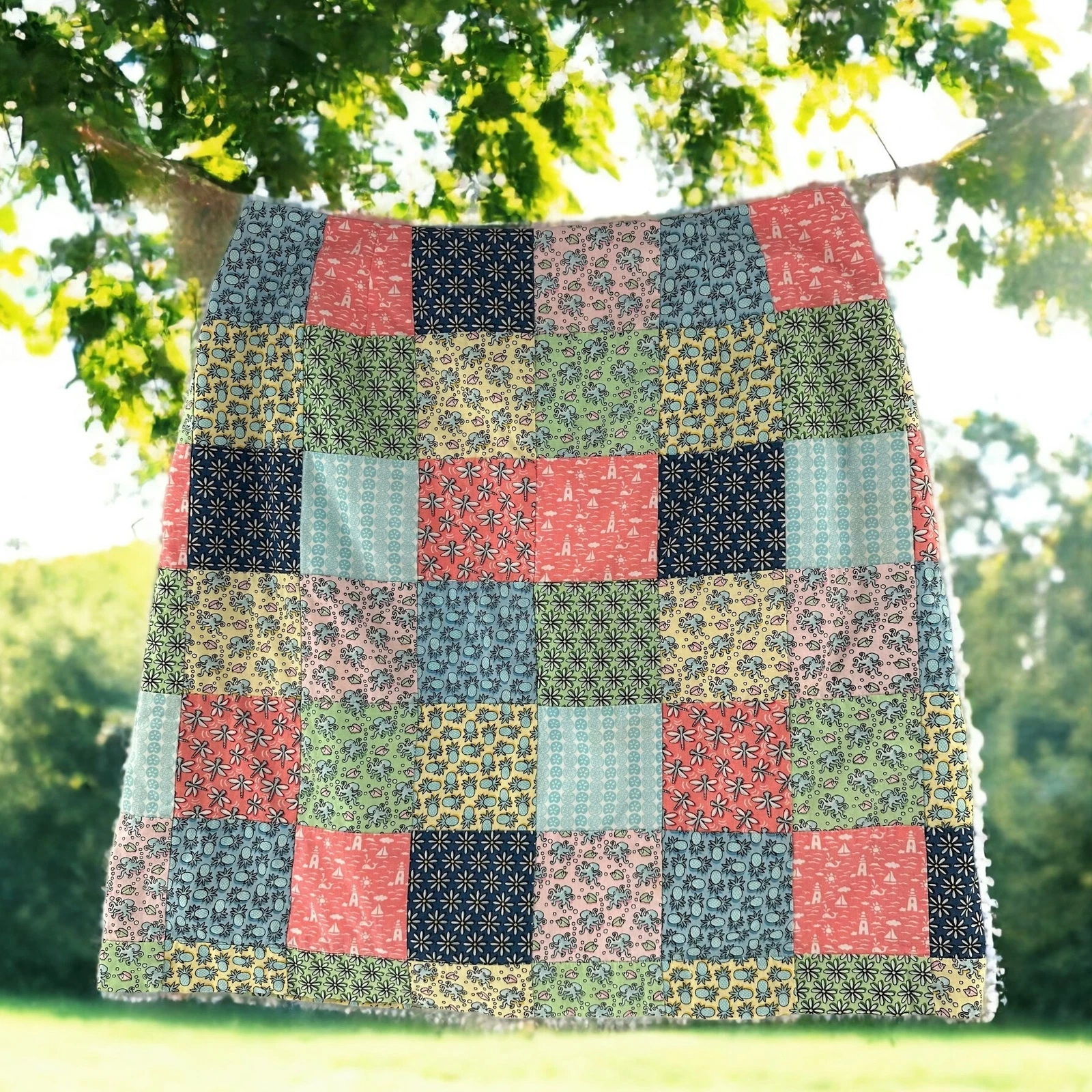 VINEYARD VINES Multi Print Patchwork Cotton Skirt Size 4