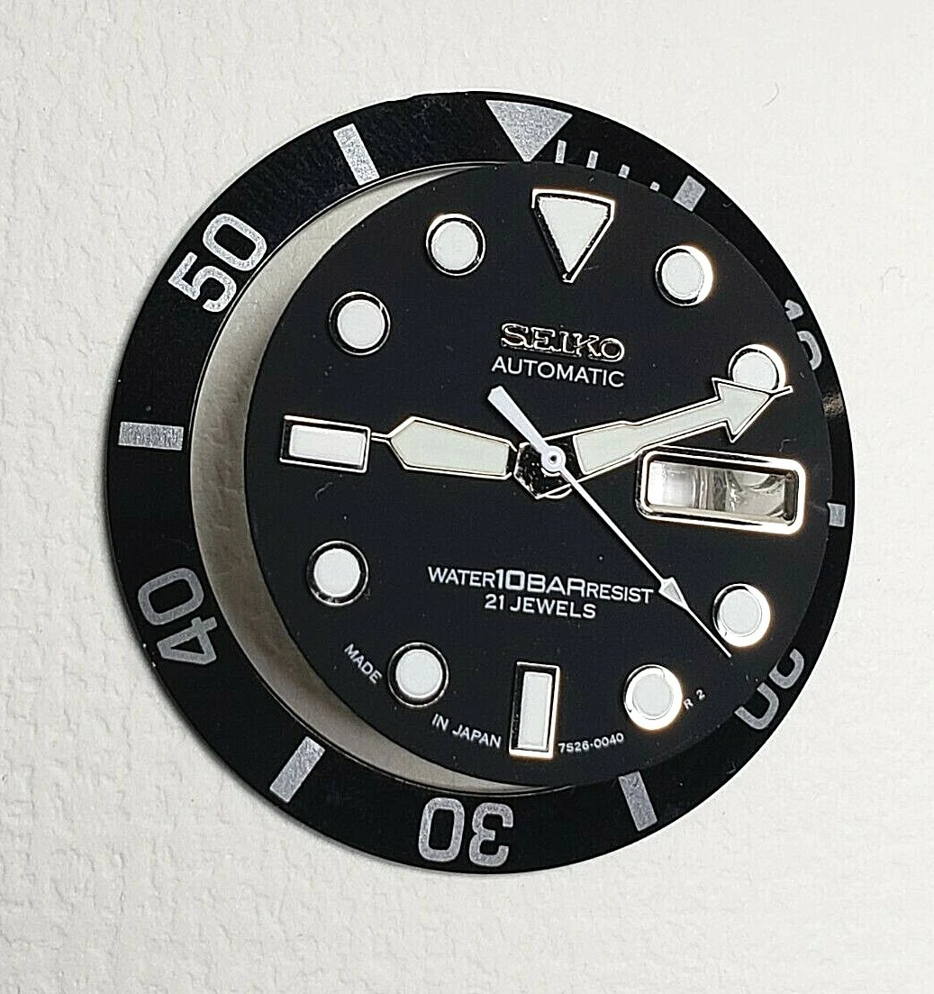 SET OF AFTERMARKET DIAL HANDS BEZEL 7S26 0040 SKX031 AUTO