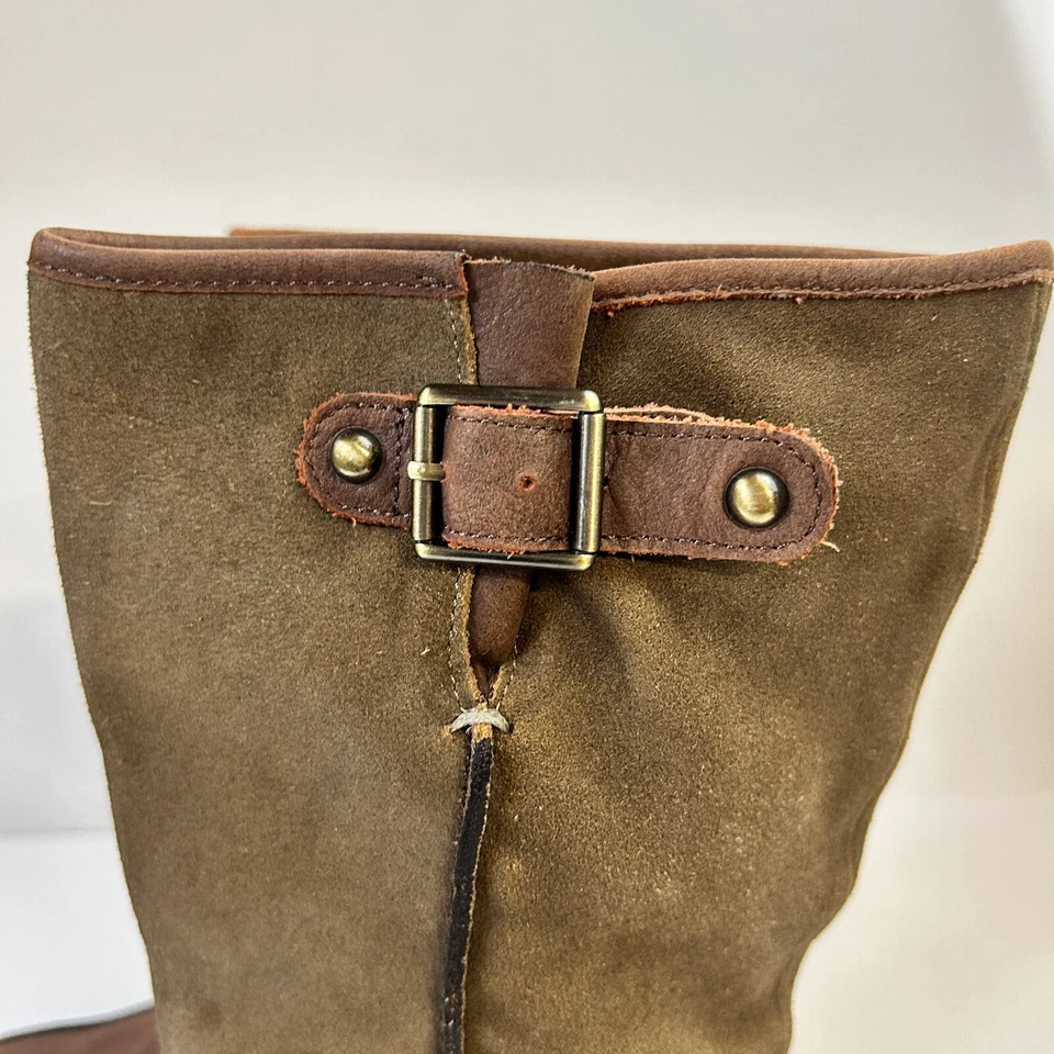 Botas OTBT Mujer 8 Marrón Ciervo Lodge Medio Pantorrilla Cuero Grunge Boho Foto 3 de 4