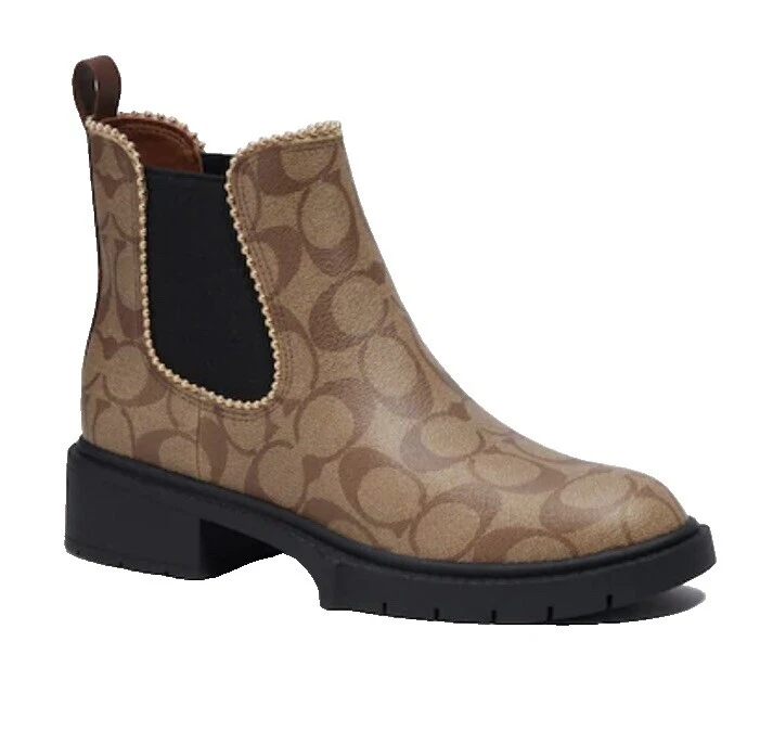 Botas negras Coach superior de cuero para mujeres