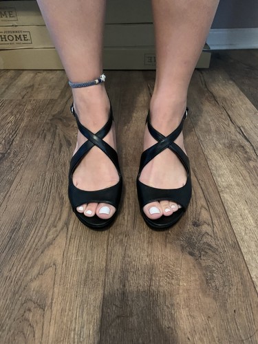 Neu ohne Karton Nine West "Jubilee" hochhackige Damen-Sandalen offene Zehenpartie Größe 7,5 schwarz - Bild 1 von 12