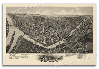 Bird's Eye View 1901 Franklin Pennsylvania Vintage Style City Map - 16x24