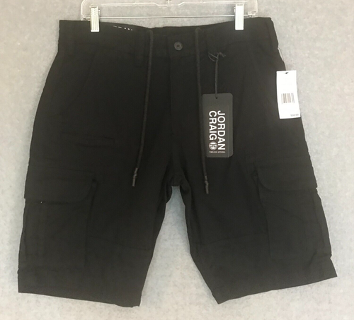 NWT Jordan Craig Cargo Shorts Mens Size 30 Black Hip Hop Streetwear MSRP $58.00