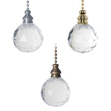 ElekTek Acrylic Crystal Ball Bathroom Ceiling Light Pull Cord Switch Fob Chain
