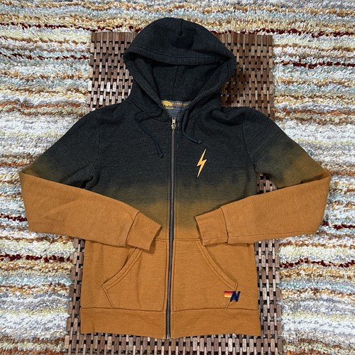 Aviator Nation Bolt Hoodie Hoody Black Gold Full Zip Sweatshirt Women’s XS