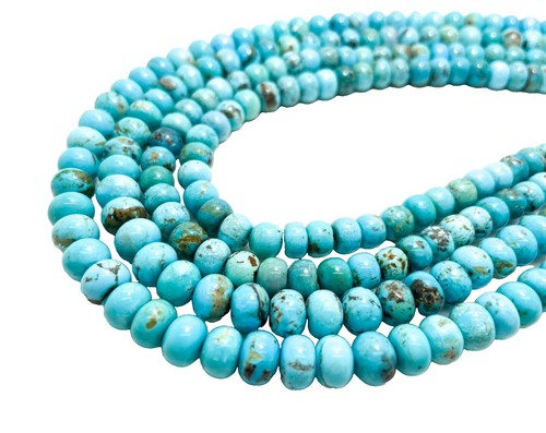 Collier Perles London Blue Topaz Lisse 7-10mm - 15 Pouces, Argent 925, Pierres Naturelles