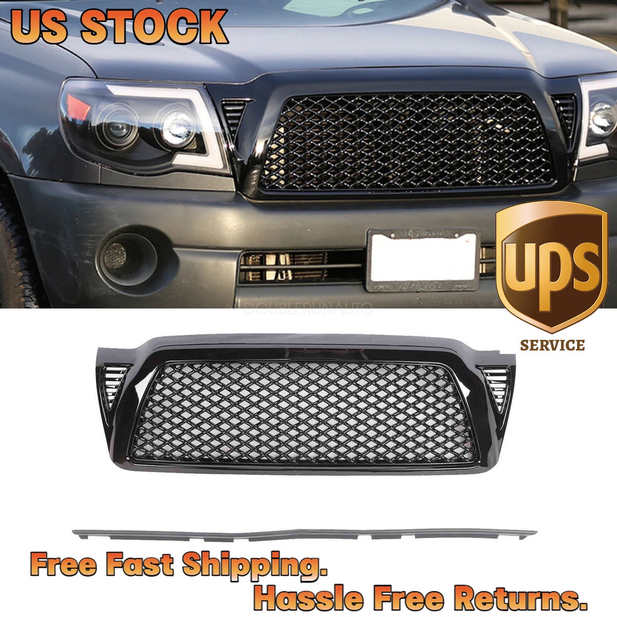 Streetune Matte Black Horizontal Grille For 2005-2009 Toyota Tacoma - Front Bumper