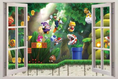Stickers Muraux XXL Super Mario Bros 120x156cm - Déco Murale Autocollants Bleu