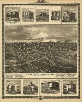 Panoramic View of Chariton Lucas County Iowa c1875 16x20