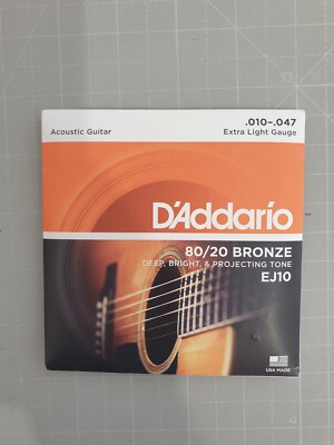 D'Addario EJ10 80/20 Bronze Acoustic Guitar Strings 10-47 Extra Light