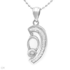 Half Heart Necklace 18k White Gold With 0.30ctw Clean Genuine Diamonds. New