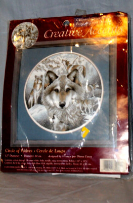 Vintage 12  Dimensions  Circle of Wolves Wolf Cross Stitch Kit 79008 NEW