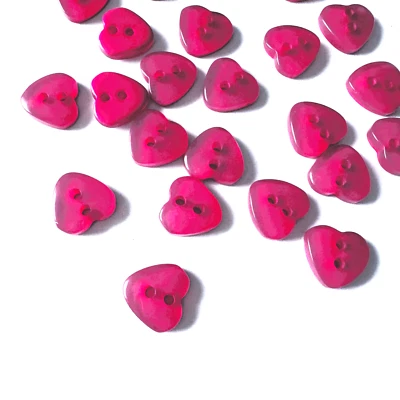 EVENTDEKO SHOP 10/20/50 Herz Knöpfe pink 11mm Resin Kinderknöpfe zum Nähen Basteln Verzieren