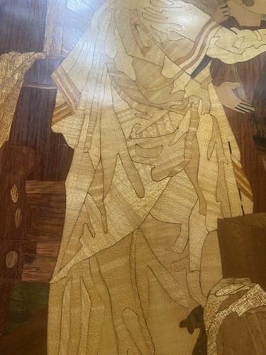 Jesus Marquetry 21” x 23” Religious Wood Picture Of Jesus & Others - Picture 14 of 24