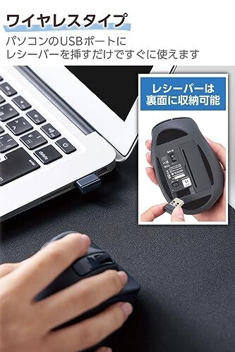 ELECOM Mouse Wireless Mouse EX-G Wireless 2.4GHz Quiet M Size 5 Buttons - Picture 6 of 7