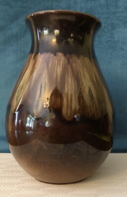 GROSSE VINTAGE POOLE KERAMIK BRAUNE ERDE TROPFGLASUR VASE