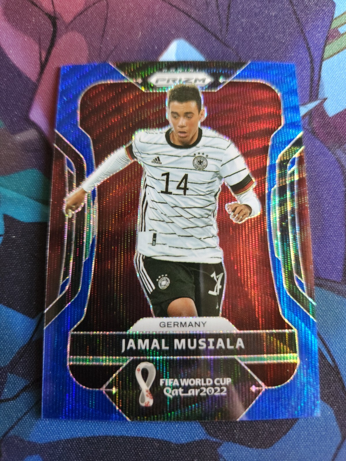Jamal Musiala 2022 Prizm FIFA World Cup Qatar Blue Wave /199 #108 Germany
