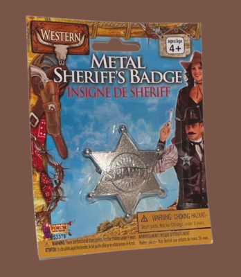 2” METAL SHERIFFS BADGE Silver Western Cowboy Costume Small Pin On