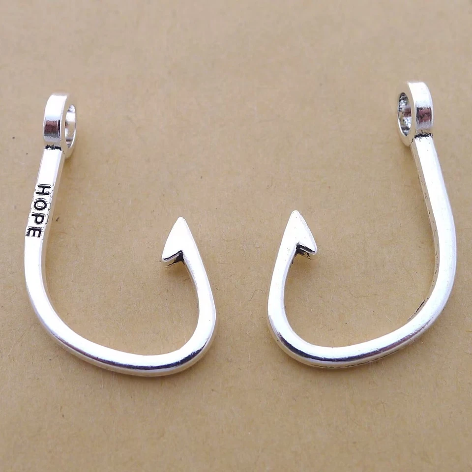 10 Pcs Tibetan Silver Tone S Fish Hook Clasp For Leather Cord Craft - Image 2 of 4