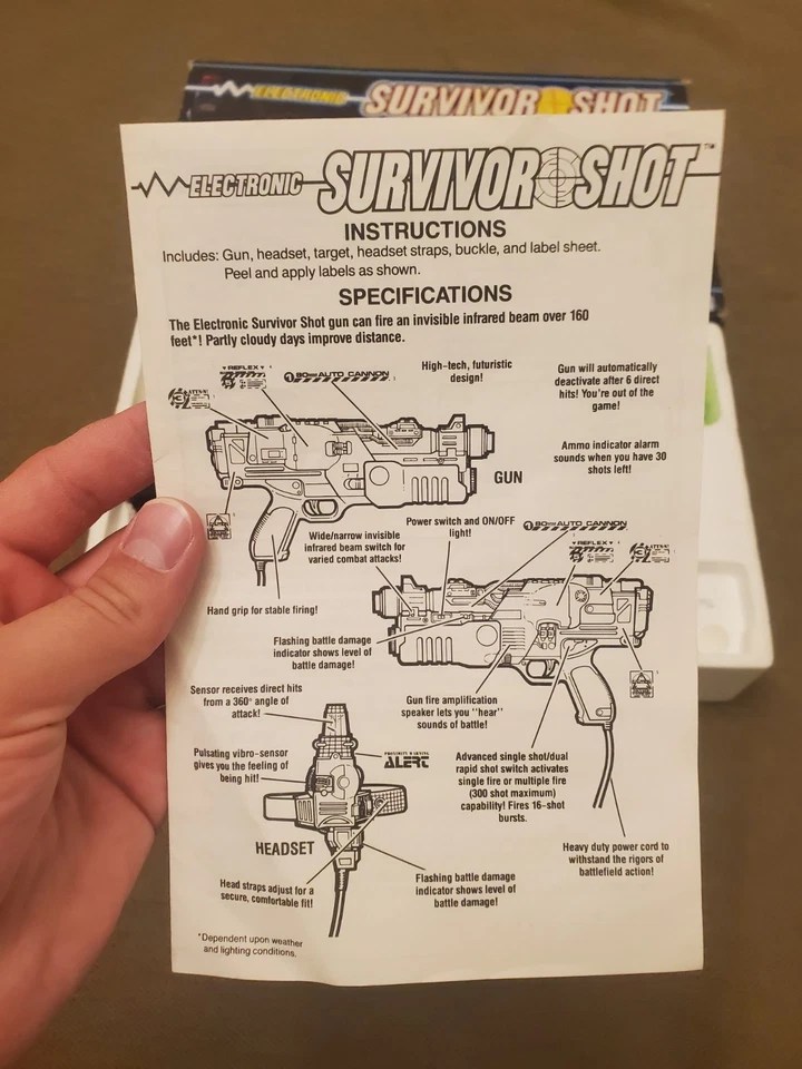 Electronic Survivor Shot Hasbro 1991 W/ Box And Manual Untested - Image 3 of 4