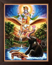 Lord Vishnu Mount on Lord Garuda Wall Decor Painting Frame