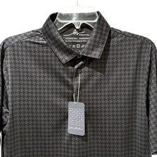 Boston Scott Golf Polo Shirt Mens Small Black Houndstooth Modern Fit Golf