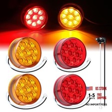 Pack of 4 Mini Round 2" Side Marker Lights with Reflectors 2 Amber  2 Red