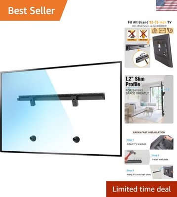 Alloy Steel No Stud TV Mount for 32-75'' TVs - Effortless Installation & Support