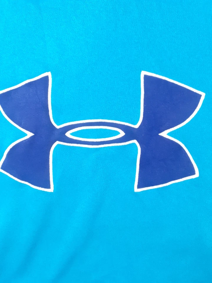 Under Armour Teal Blue Hoodie Pullover Sweatshirt Big Logo Size S - Photo 2/4