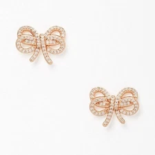 NWT! Authentic KATE SPADE NEW YORK Rose Gold BOW Meets Girl Pave EARRINGS