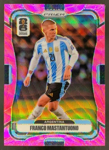 Franco Mastantuono 2026 Panini Prizm World Cup Pink Wave Prizm Argentina /45